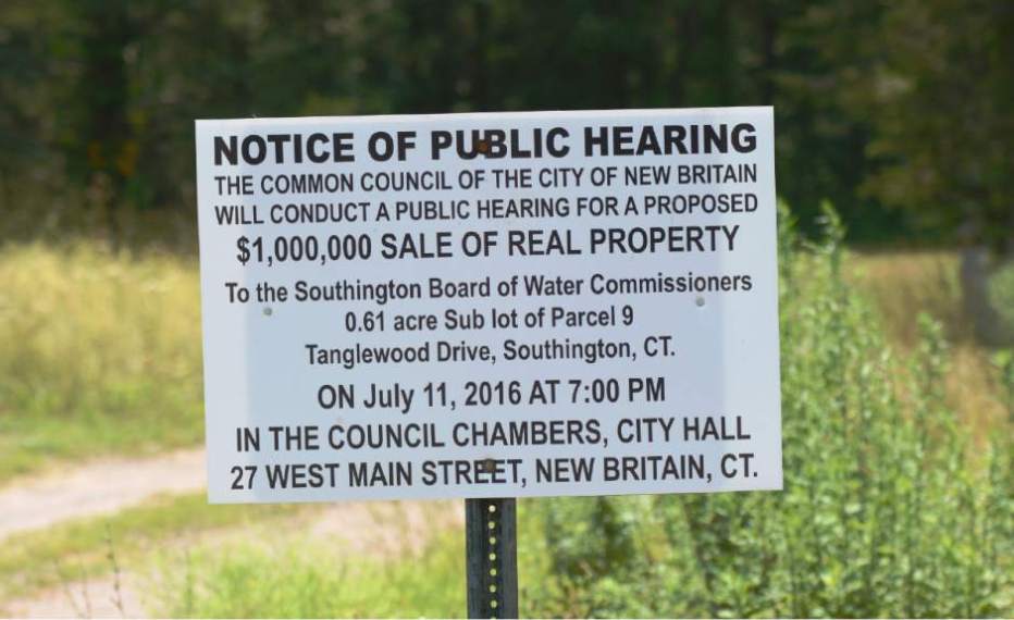 Hearing Notice near Patton Brook Well (photo: www.myrecordjournal.com) 
