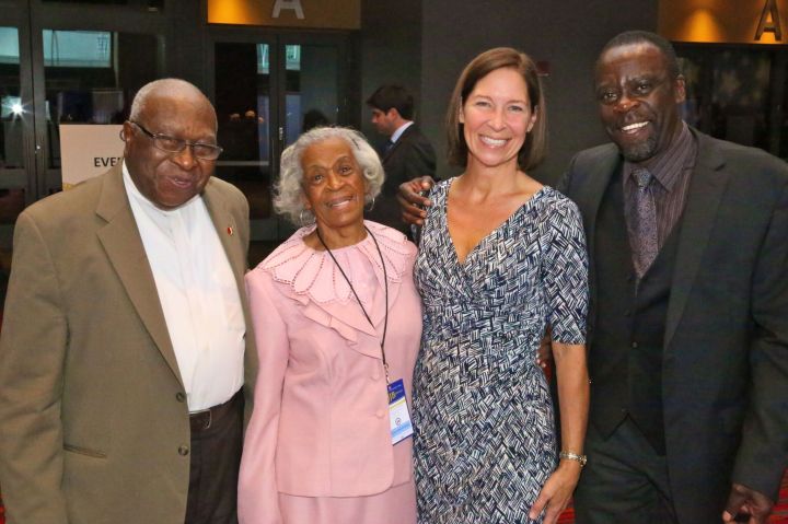At Democratic dinner: from left Alton Brooks, Emma Pierce Susan McKinley Perry and Art Perry (Gerratana photo)